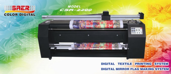 O grande formato estala acima a máquina de impressão de Digitas de matéria têxtil com tinta da sublimação da tintura 0
