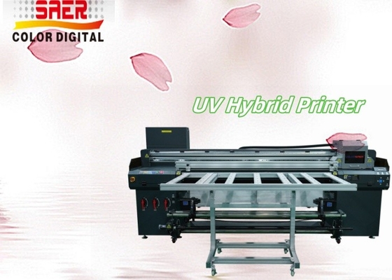 Máquina de impressora UV de grande formato Fabricante de impressora híbrida LED UV Roll To Roll Flatbed Printer para material rígido e flexível