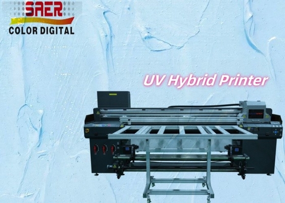 Impressora de jato de tinta digital UV rolando para rolando e impressora híbrida UV de piso plano