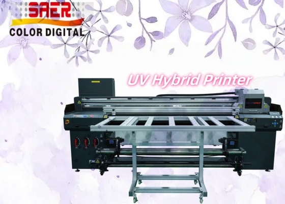 Impressora híbrida UV de 3 ou 4 cabeças Impressora a jato de tinta de grande formato de piso plano e máquina de impressão UV de rolo para rolo