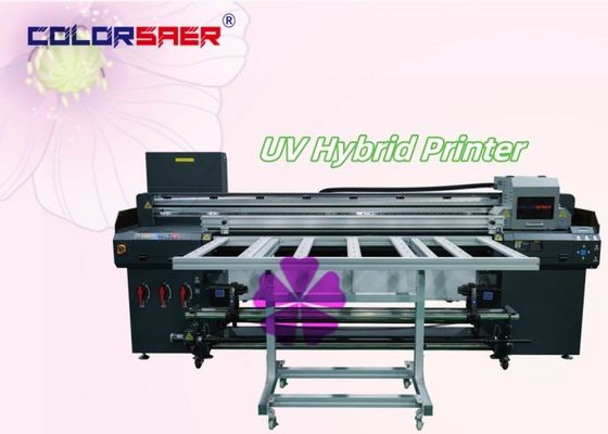 Impressora híbrida de jato de tinta UV digital Impressão de tamanho 1,8 m com impressão de rolo para rolo e forma irregular