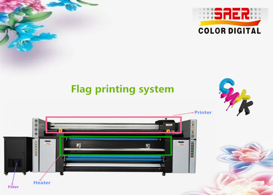 Sistema de Impressão Digital de Tecidos SAER / Máquina de Impressão de Tecidos de Bandeira 1400dpi