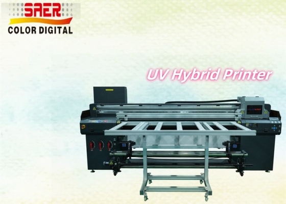 1Impressora híbrida UV de.8m com papel de grande formato para papel e plano com cabeça de impressão de alta resolução