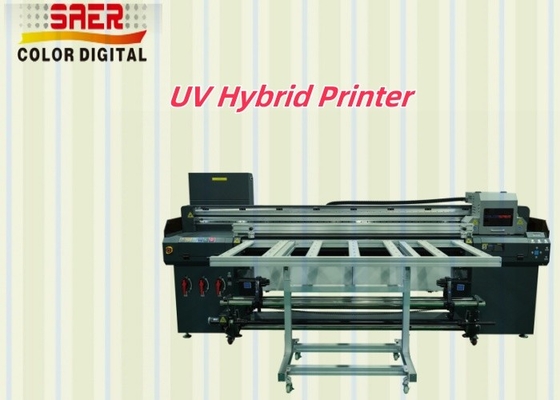 Impressora UV híbrida Canvas Impressora UV híbrida de 1,8 m para diferentes materiais Tabuleiro Kt / PVC / filme macio / couro