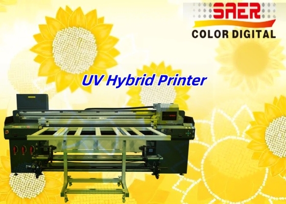 Impressora UV híbrida Canvas Impressora UV híbrida de 1,8 m para diferentes materiais Tabuleiro Kt / PVC / filme macio / couro
