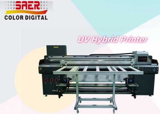 Impressora UV híbrida para diferentes materiais PVC / filme macio / impressão de couro Impressora UV à prova d'água resistente a arranhões 1,8m