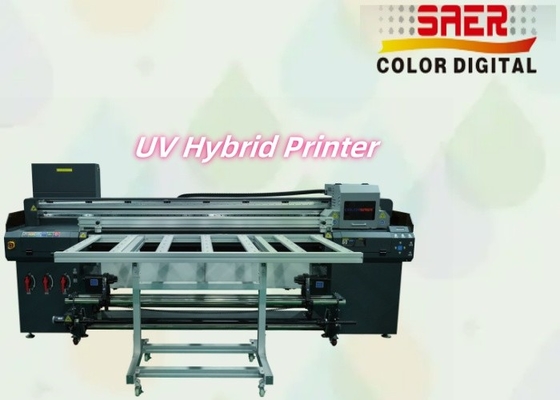 Impressora de jato de tinta digital UV rolando para rolando e impressora híbrida UV de piso plano