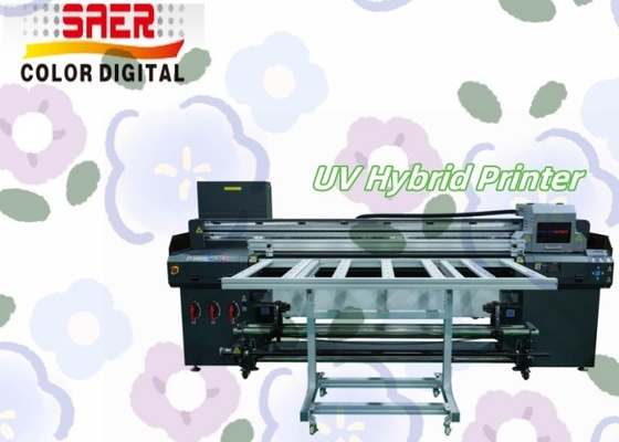 SAER 1.8M Impressora digital híbrida UV de rolos a rolos e piso CMYKW