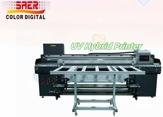 Impressora híbrida UV de rolos a rolos e de piso plano para impressão digital interior e exterior