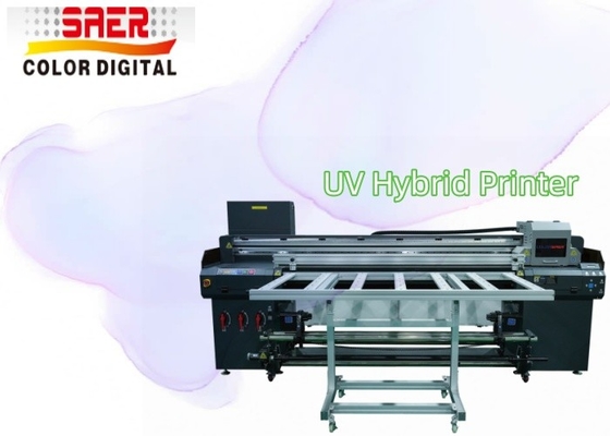Impressora híbrida UV de rolos a rolos e de piso plano para impressão digital interior e exterior