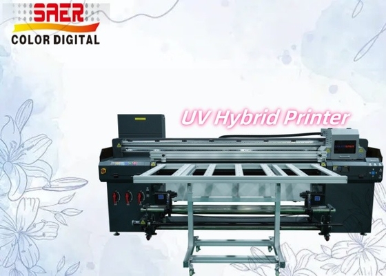 Impressora híbrida UV de 3 ou 4 cabeças Impressora a jato de tinta de grande formato de piso plano e máquina de impressão UV de rolo para rolo