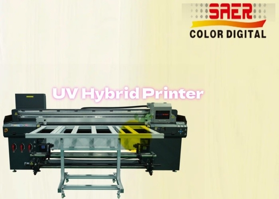 SAER Shanghai Fornecedor Flatbed And Roll To Roll Impressora híbrida UV CMYKW Verniz