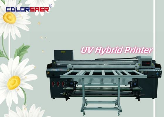 1Impressora híbrida UV de.8m para publicidade exterior e interior CMYK+W+CMYK+Verniz