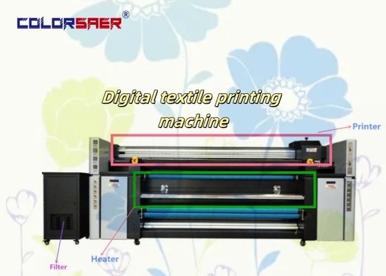 Máquina de impressão textil de sublimação de corantes digitais a jato de tinta de 2 m com unidade de aquecimento de fixação Sistema de impressão tudo em um