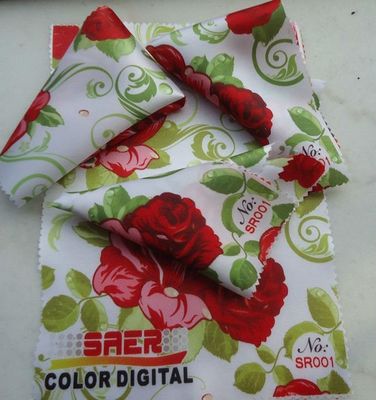 Tela revestida da impressão de Digitas do cetim do poliéster para a factura da toalha de mesa