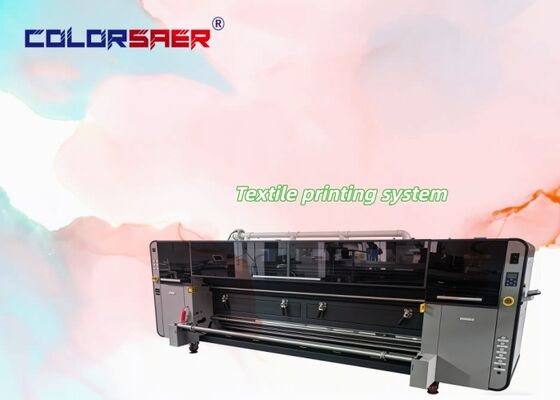 Sistema de Impressão Têxtil Digital SAER CMYK de 4 cores, Plotter de Tecido Rolo a Rolo com Tinta Pigmentada e Tinta Sublimática